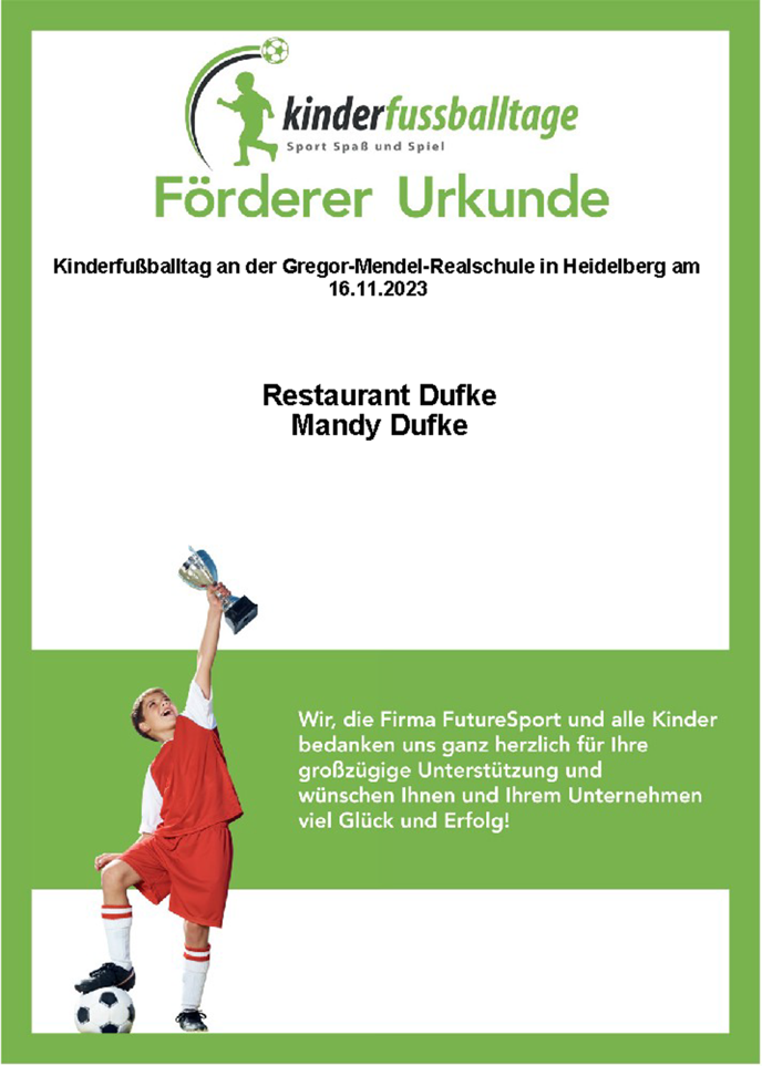 Kinderfußballtag an der Gregor-Mendel-Realschule in Heidelberg am 16.11.2023