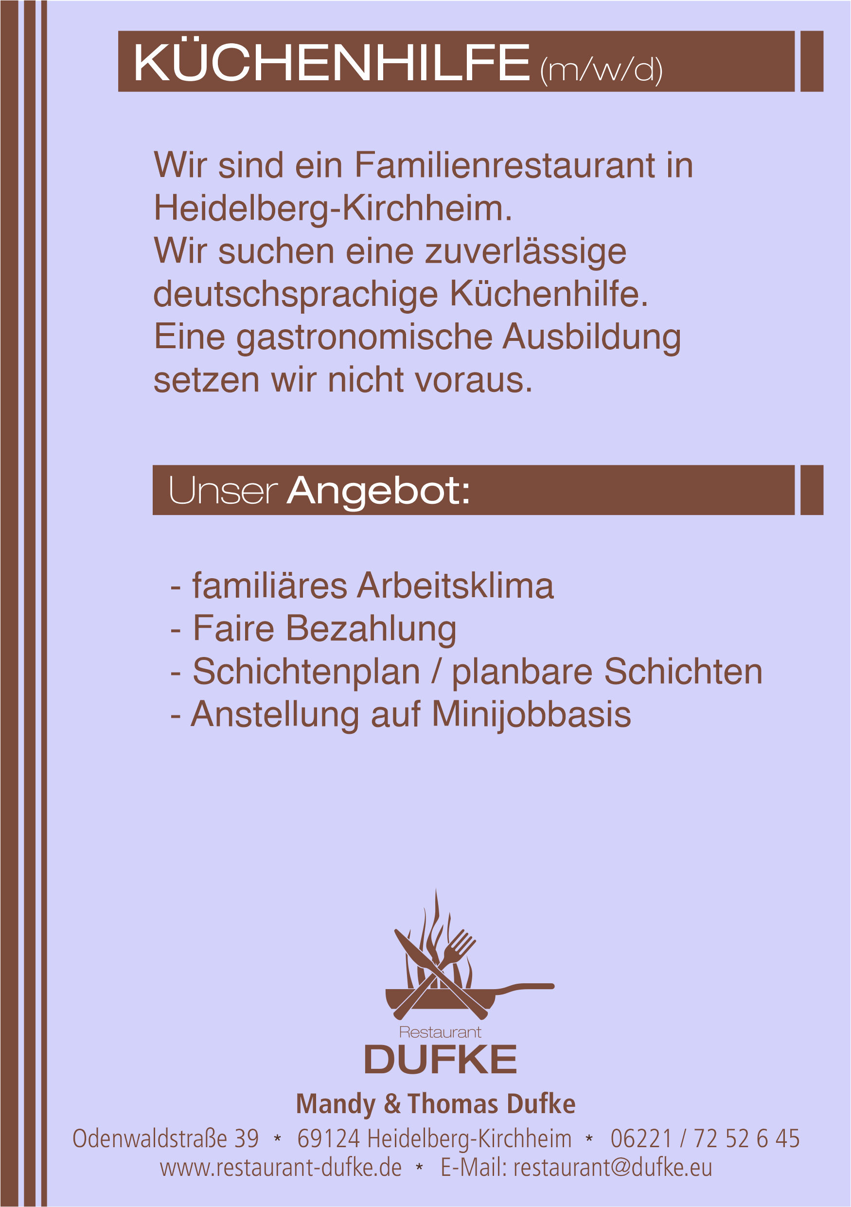 WIR SUCHEN DICH - KÜCHENHILFE (m/w/d)