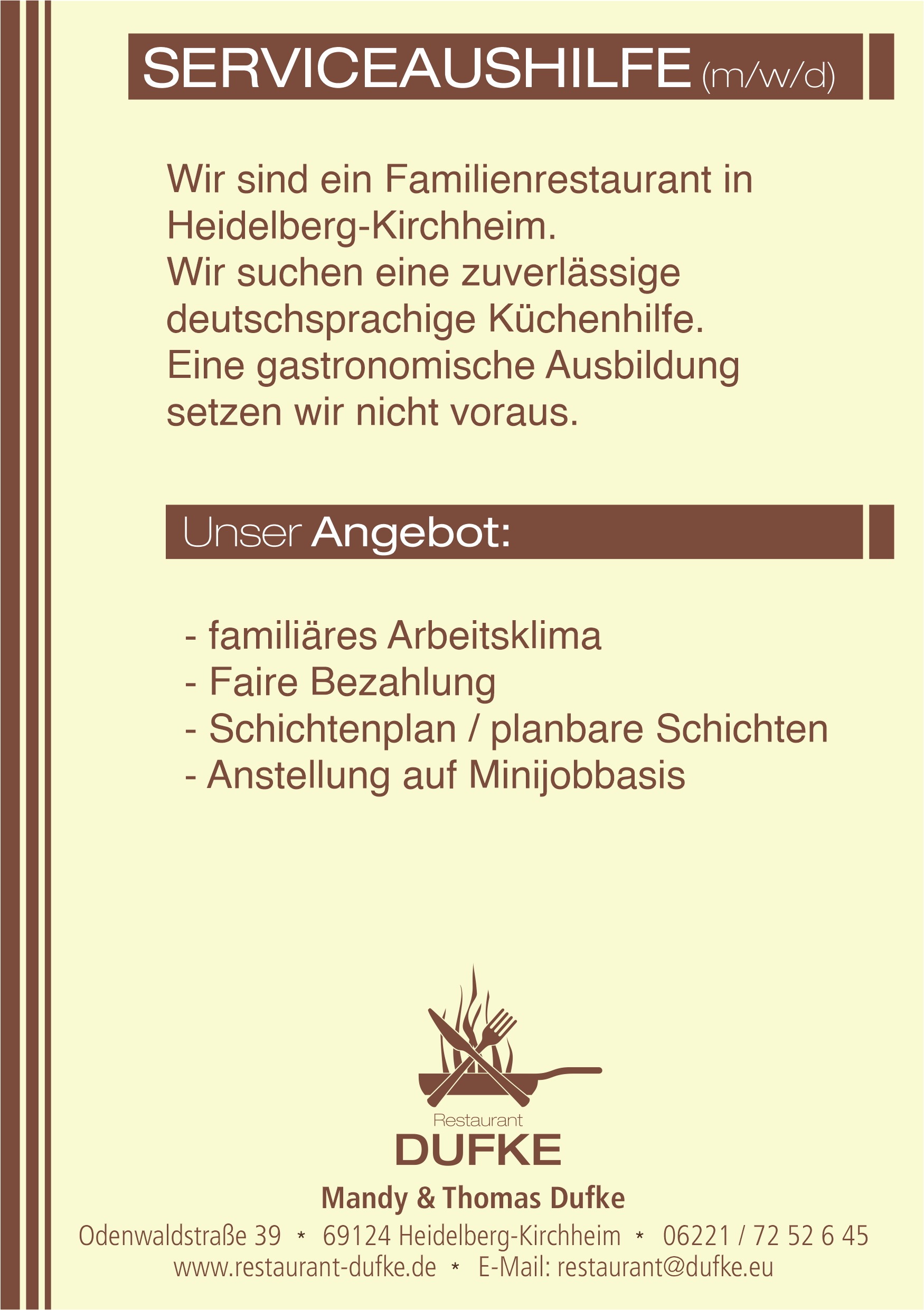 WIR SUCHEN DICH - SERVICEAUSHILFE (m/w/d)