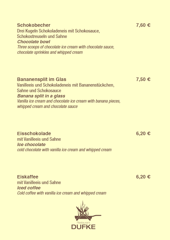 Restaurant DUFKE - DESSERT & EIS