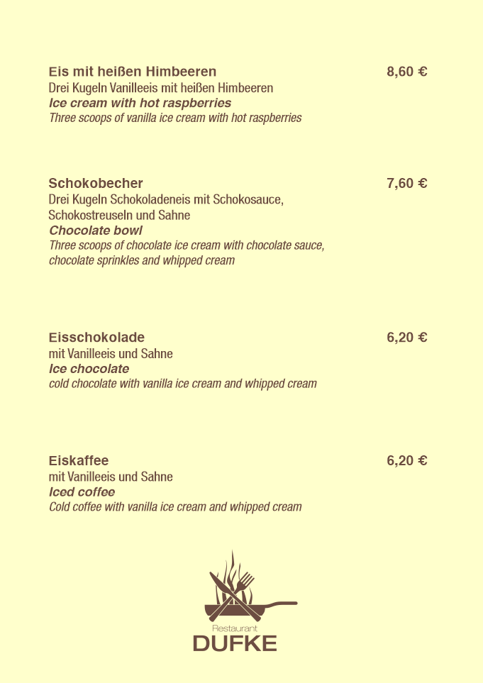 Restaurant DUFKE - DESSERT & EIS