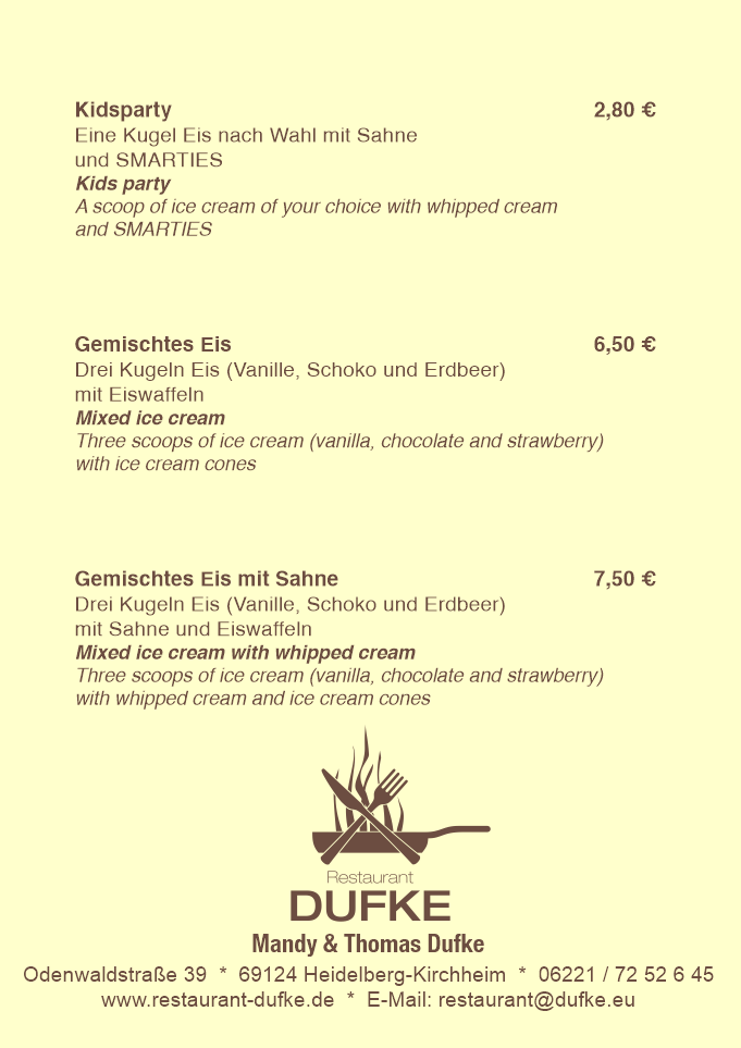 Restaurant DUFKE - DESSERT & EIS